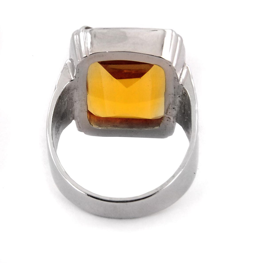 Jewelryonclick Genuine 5 Carat Citrine Silver Adjustable Rings for Men's  Astrology Jewelry in Size 4-13