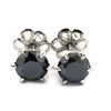 Certified 3 Ct Round Brilliant Cut Black Diamond Solitaire Studs, Amazing Collection with Great Shine