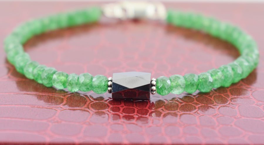 Green Dalmation Gemstone Pendant | Beaded Bracelet