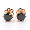 7 mm, 3 Carat Round Shape Black Diamond Solitaire Studs in Rose Gold Finish, Great Shine & Luster