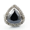 4.50 Ct Certified Black Diamond Solitaire Ring with Diamond Accents, Beautiful Look & Great Brilliance