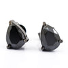 Certified 4 Carat Pear Shape Black Diamond Solitaire Studs in 3 Prong Setting, Anniversary Gift