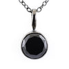 3 Ct Round Brilliant Cut Black Diamond Solitaire Pendant In Black Gold. AAA Certified! Great Luster