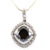 4.95 Ct Cushion Cut Black Diamond Designer Pendant with Diamond Accents, Beautiful Look & Stunning Collection