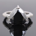 3 Ct Pear Shape Black Diamond Ring With Diamond Accents - ZeeDiamonds