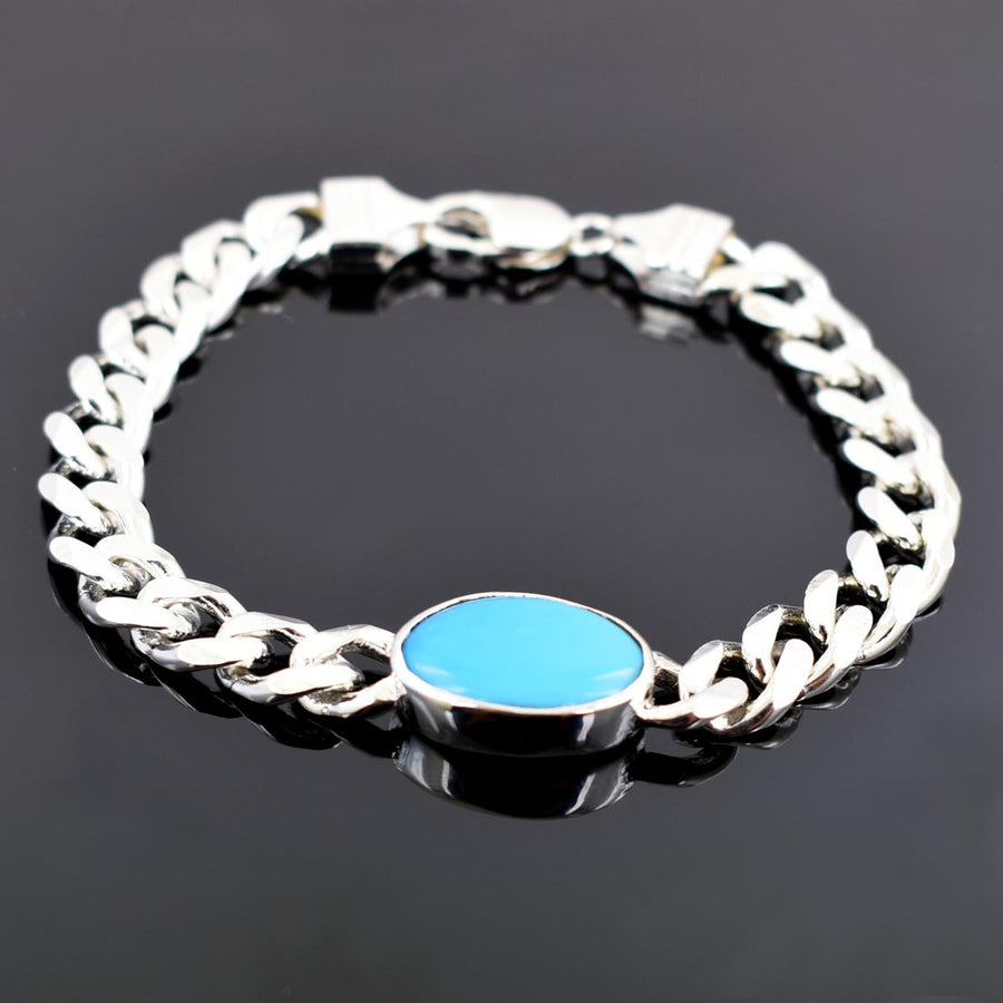 SALMAN KHAN Style Turquoise Blue Stone Steel Bracelet 23cm / 9inch Long -  N2 | eBay
