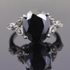 Certified 6 Ct Oval Shape Black Diamond Solitaire Cocktail Ring with Diamond Accents, Designer Collection & Great Luster