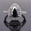 2.80 Ct Black Diamond Solitaire Designer Ring with Diamond Accents, Beautiful Design & Great Shine