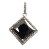 3 Ct AAA Quality Black Diamond Solitaire Pendant with Diamond Accents. Beautiful Design & Great Shine