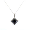 5.25 Ct Princess Cut Black Diamond Pendant with Diamond Accents, Great Sparkle & Full of Fire