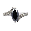 2 Ct Certified Beautiful Marquise Shape Black Diamond Ring With Diamond Accents, Stunning Look & Great Brilliance