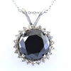 9.60 Ct Brilliant Cut Black Diamond Pendant with Diamond Accents, AAA Certified! Great Brilliance & Luster