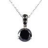 2.50 Ct Round Brilliant Cut Black Diamond Solitaire Pendant with black Diamond Accents- Amazing Collection