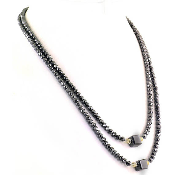 Natural White Black Rough Loose Diamond Beads 16 Strand Necklace