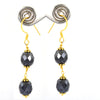 AAA Certified 7 mm Black Diamond Dangler Earrings in Yellow Finish with Great Silver Finding with Amazing Collection