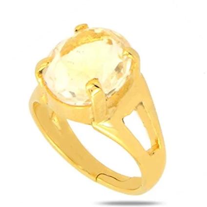 4.25 Ratti Pukhraj Ring Original Certified Natural Pukhraj Stone Ring  Astrological Birthstone Gold Plated Adjustable Ring